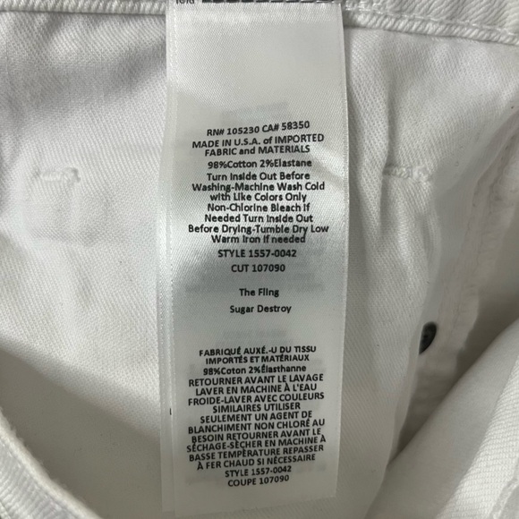 CURRENT/ELLIOT The Fling Distressed White Jeans in Sugar Destroy - Picture 12 of 12